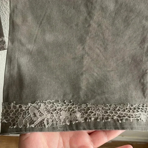 🆕Pretty Angel Ecru Lace-Accent Wide-Leg Linen Blend Pants S🆕 - Picture 8 of 14